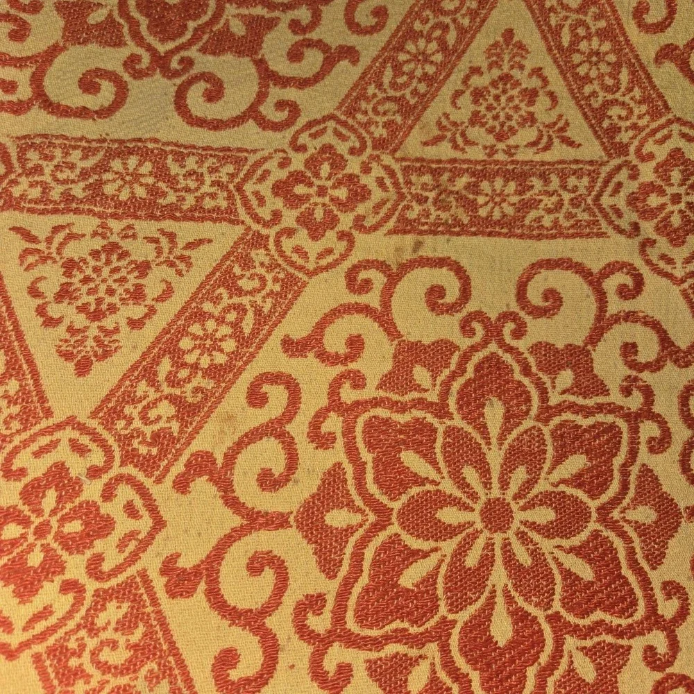 READ VTG‎ BATES Boho Twin Bedspread Fringed  MCM Red Yellow Mustard 70s Groovy